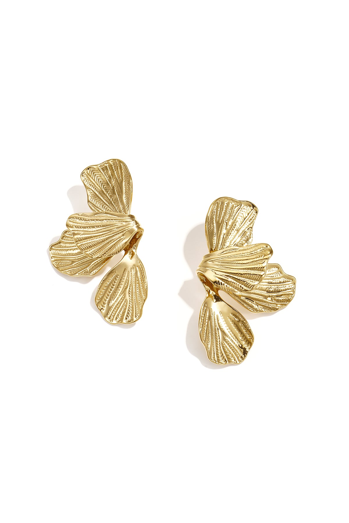 Boucles d'oreilles pendantes en acier inoxydable pour femmes avec motif floral – couleur or