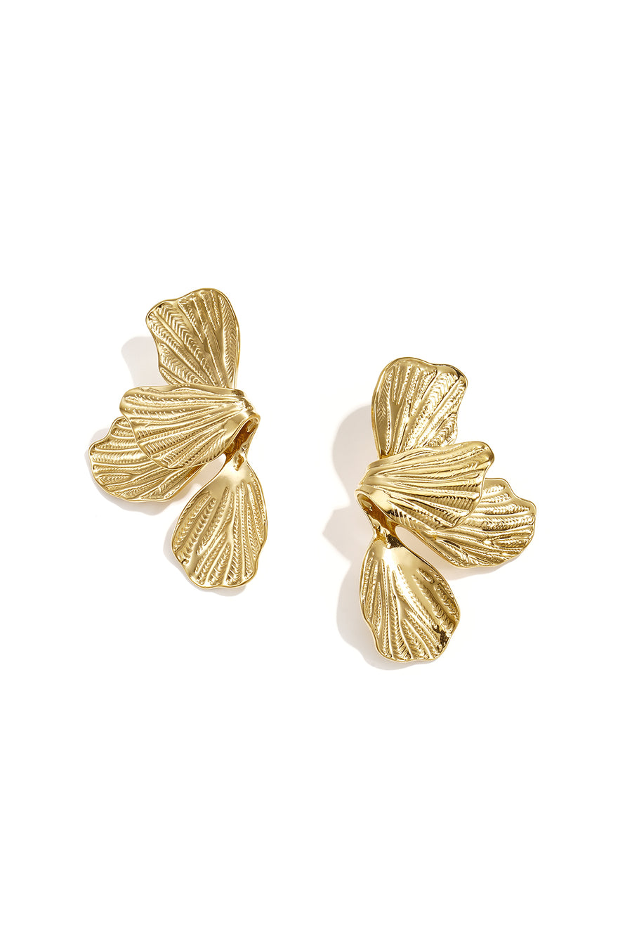 Women's Gold-Tone Stainless Steel Flower Drop Earrings