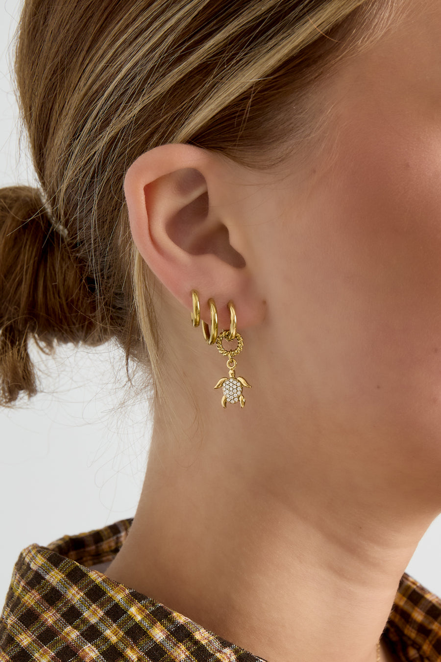Women's Gold-Tone Stainless Steel Animal Motif Drop Earrings
