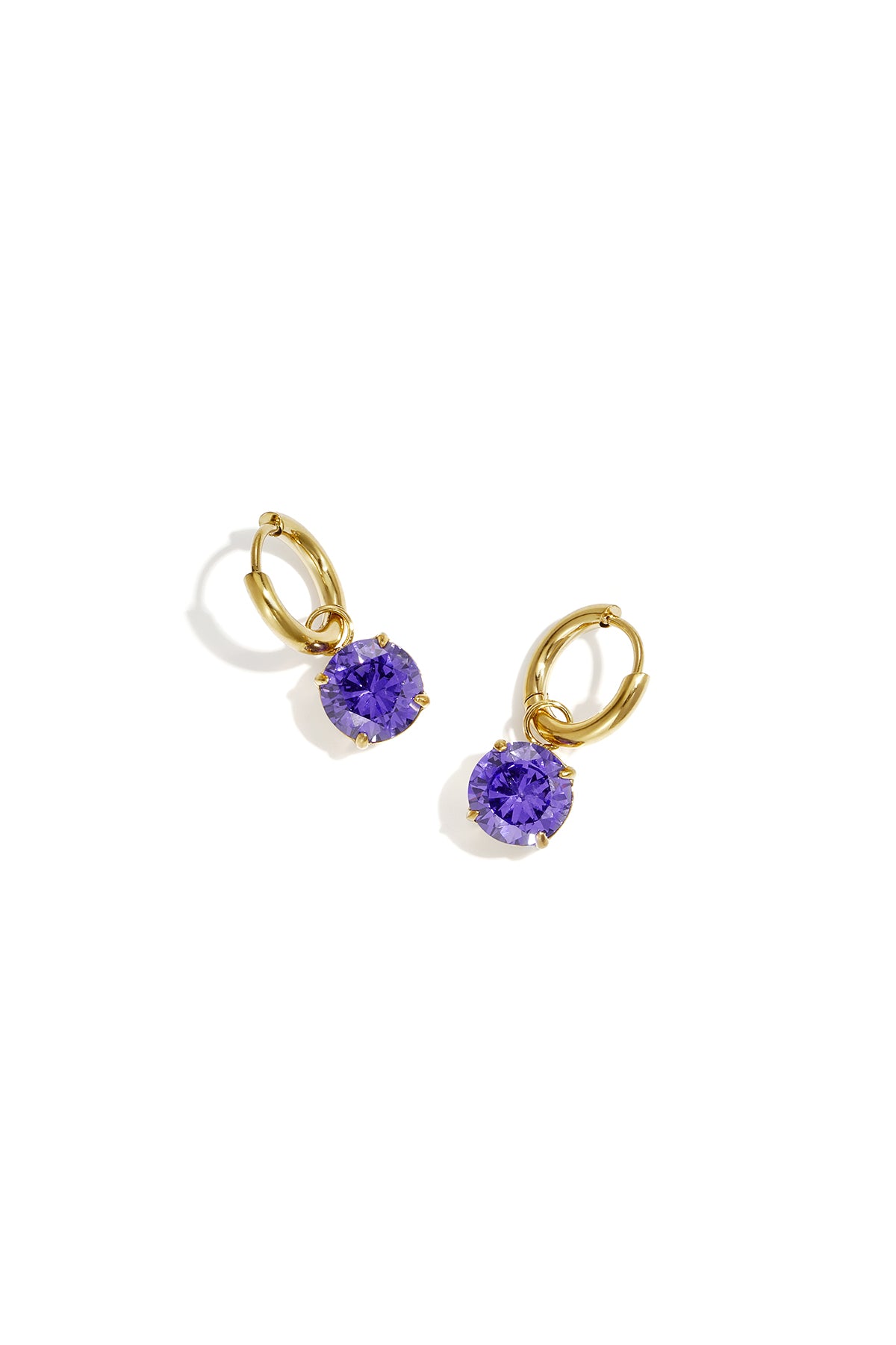Women's dangle earrings, stainless steel, geometric zircon - white – image 1
