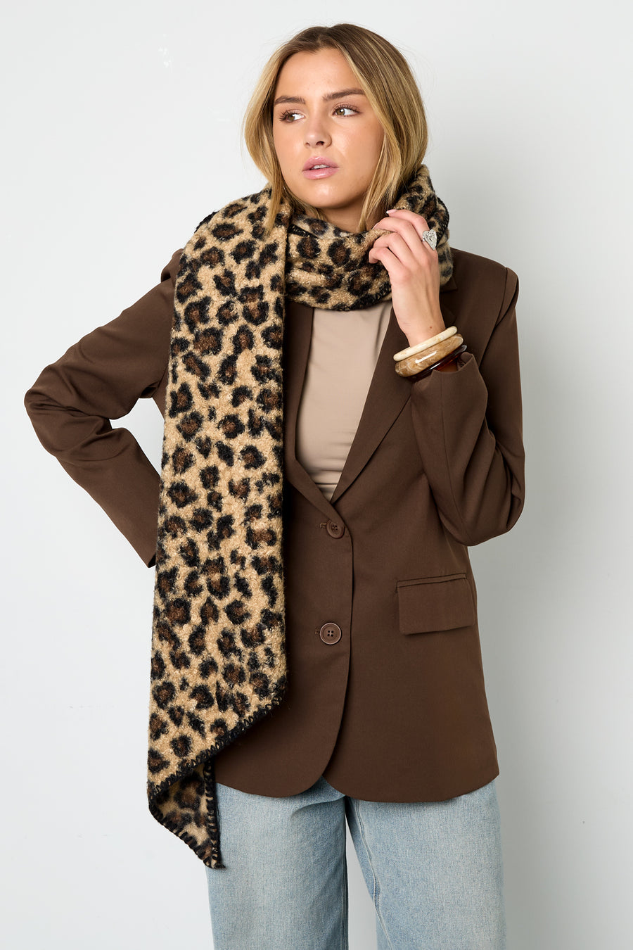 Écharpe d'hiver pour femme 100 % polyester imprimé léopard