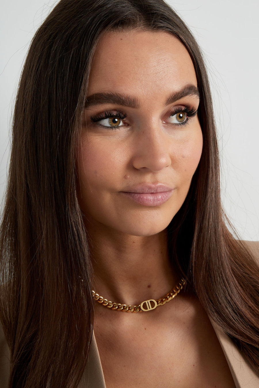 Collier maille pour femme en acier inoxydable avec détails maillons – doré