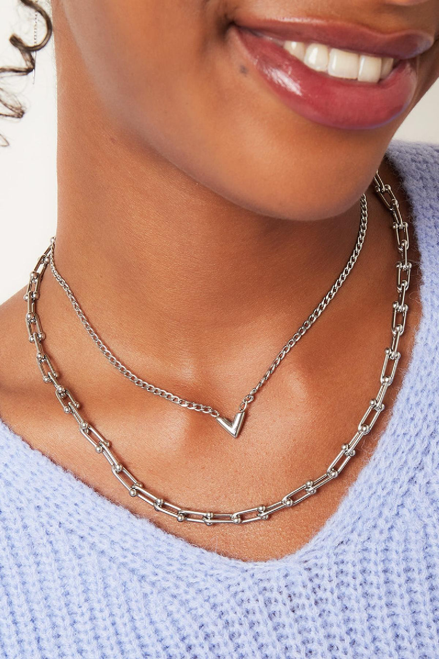 Collier femme avec pendentif en acier inoxydable – couleur or et couleur argent