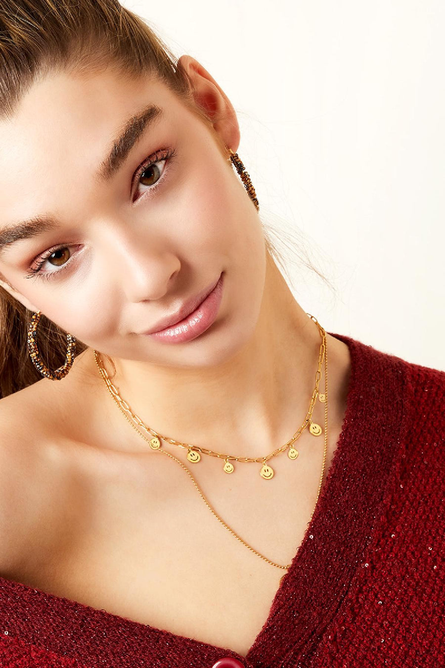 Collier pour femme avec pendentif en acier inoxydable – doré