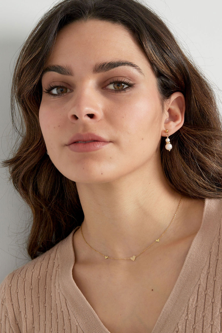 Chaîne maille pour femme en acier inoxydable avec pendentif cœur – doré
