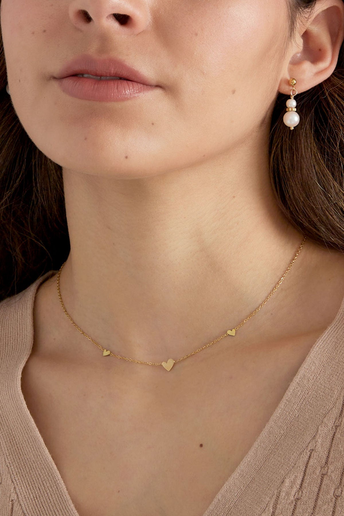 Women's Stainless Steel Heart Link Chain – Gold-Colored – image 3