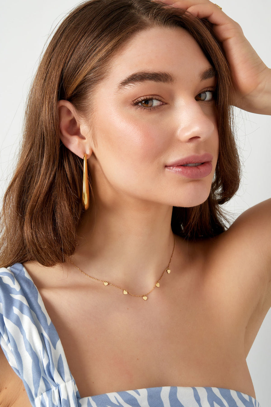 Chaîne maille pour femmes en acier inoxydable avec pendentif cœur – couleur or