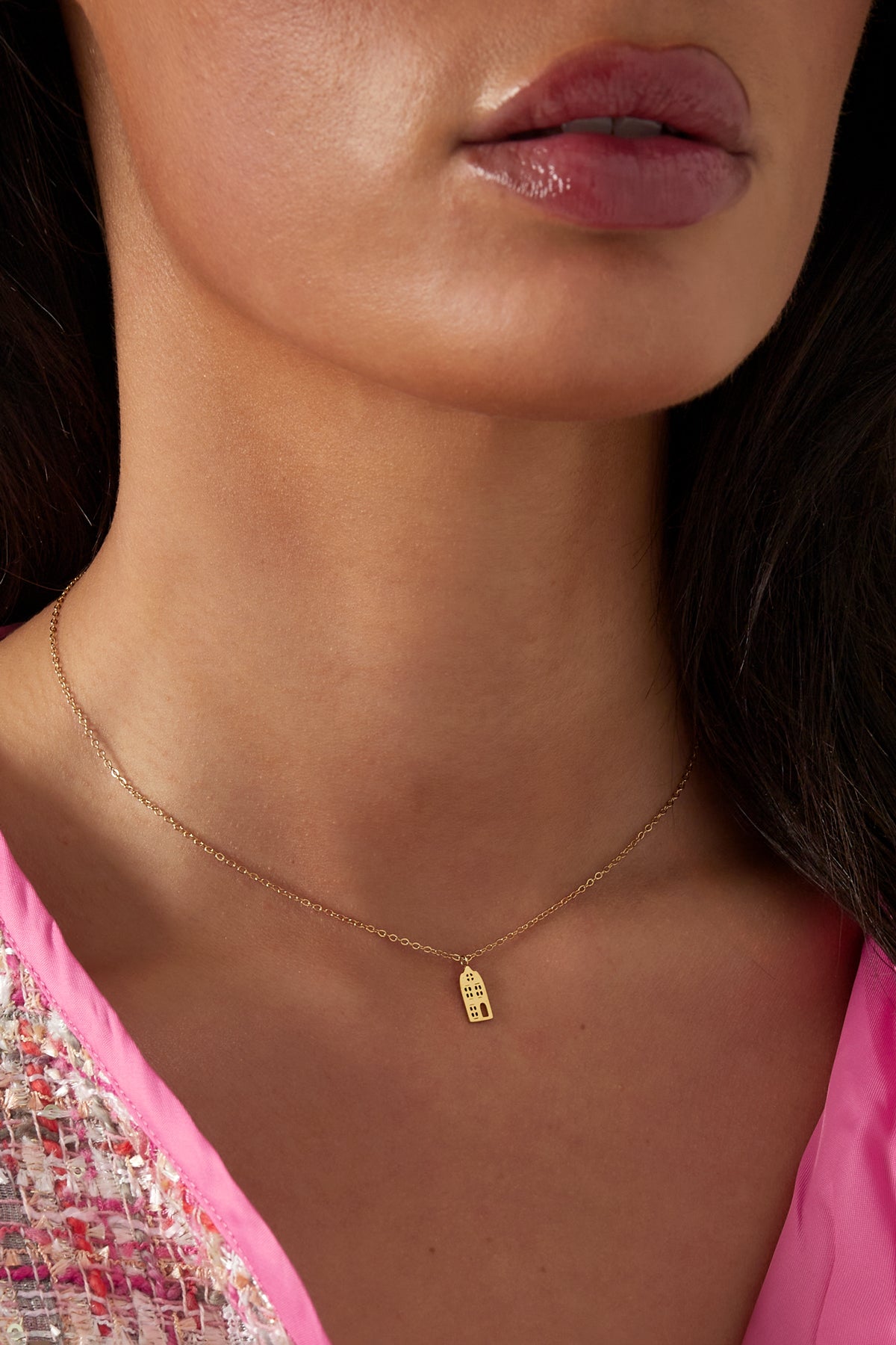 Women's necklace with cartoon-patterned 304 stainless steel pendant - gold-colored – image 2