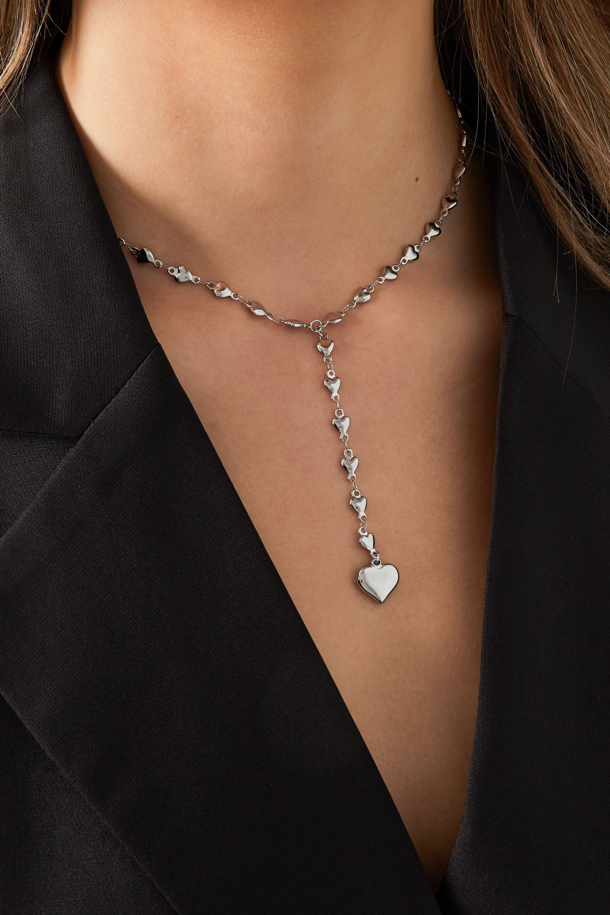 Collier femme en acier inoxydable avec pendentif en forme de cœur – couleur or – photo 2