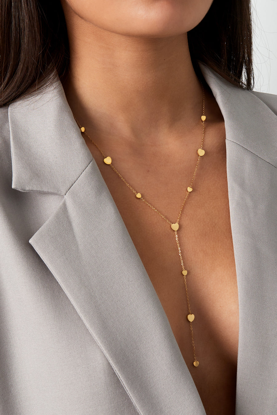 Collier femme avec pendentif cœur en acier inoxydable – doré