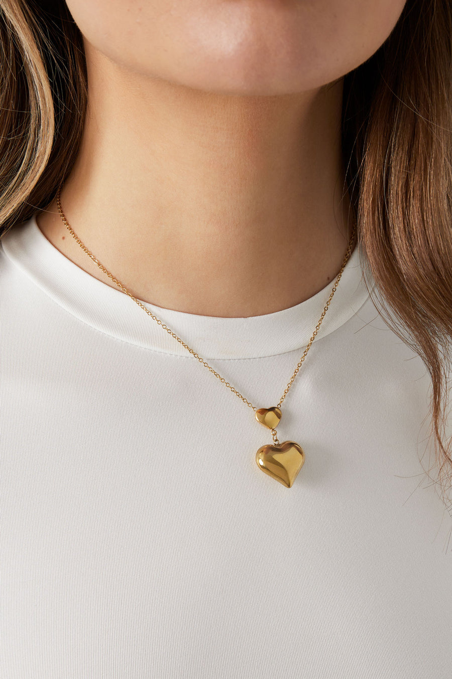 Collier pour femme en acier inoxydable avec pendentif en forme de cœur – doré