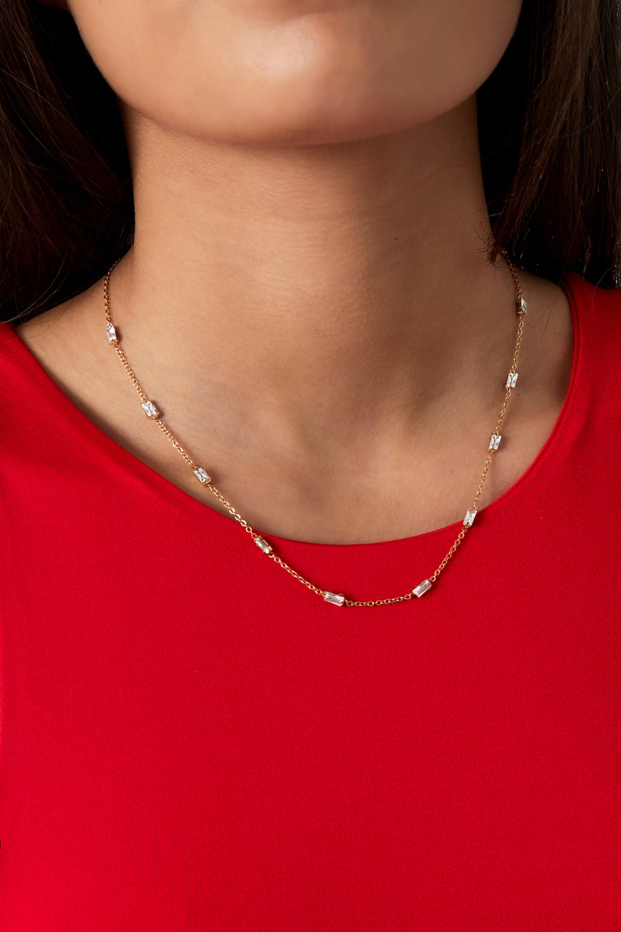 Collier à maillons en acier inoxydable pour femme avec forme organique – couleur or
