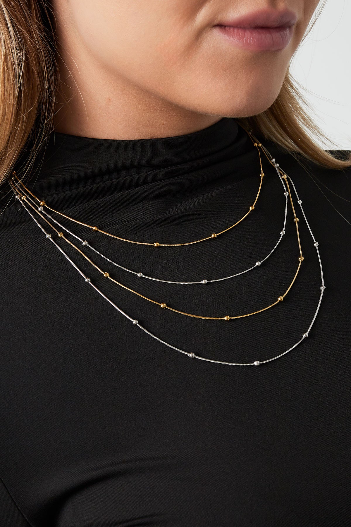 Layered stainless steel women's necklace with organic shape – multiple colors – image 2