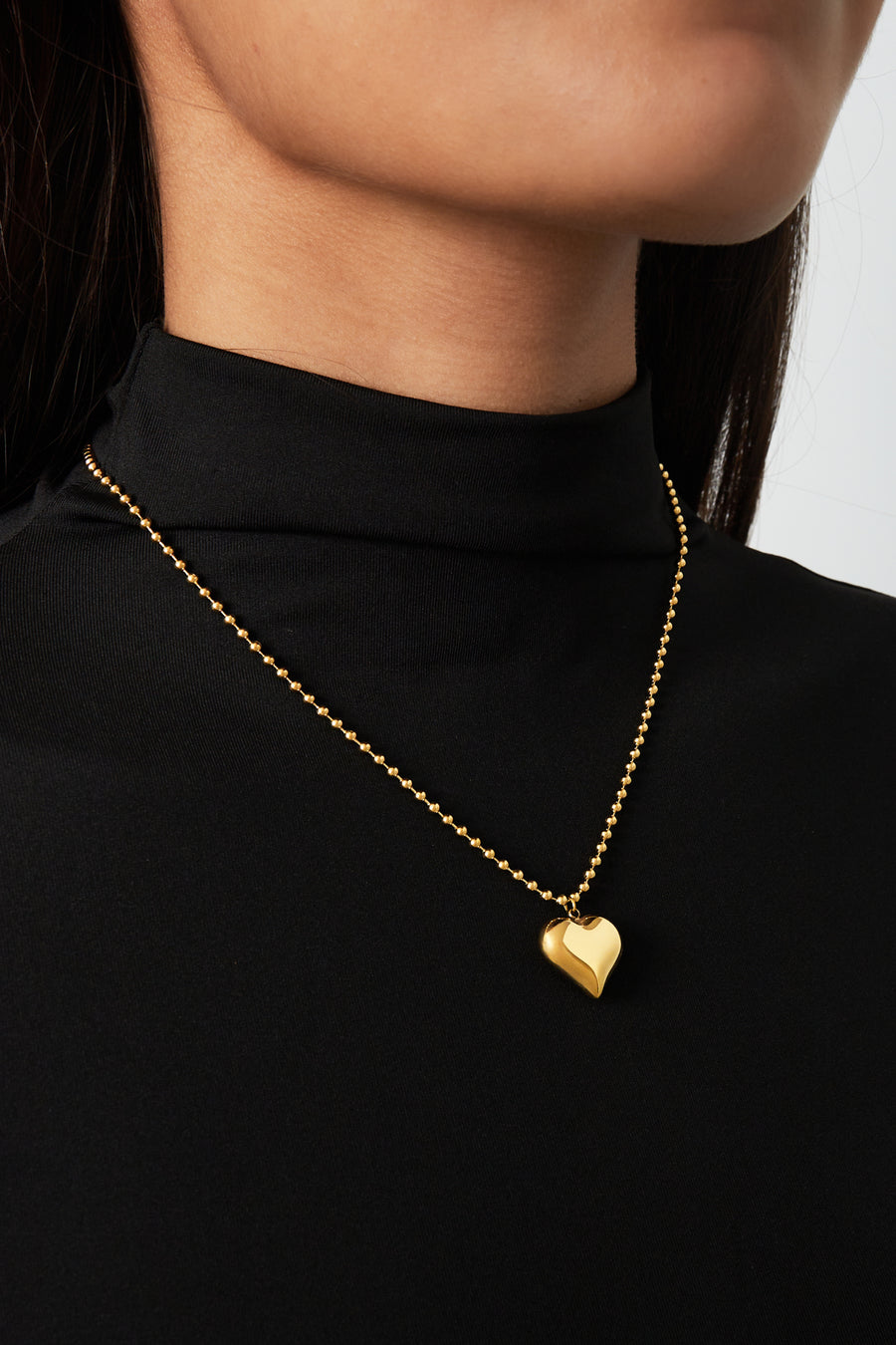 Collier femme en acier inoxydable doré avec pendentif cœur