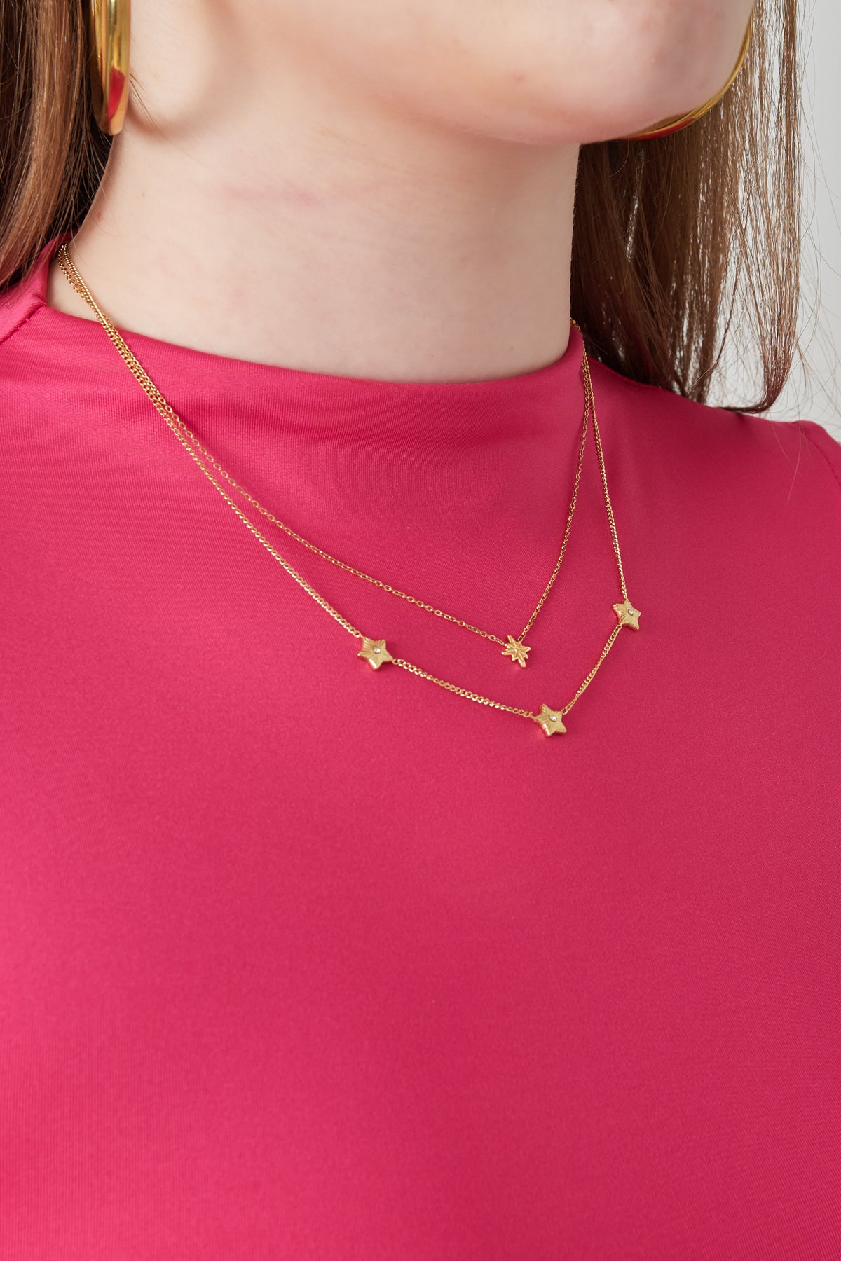 Layered women's necklace made of 304 stainless steel with star motif – gold colored – image 2