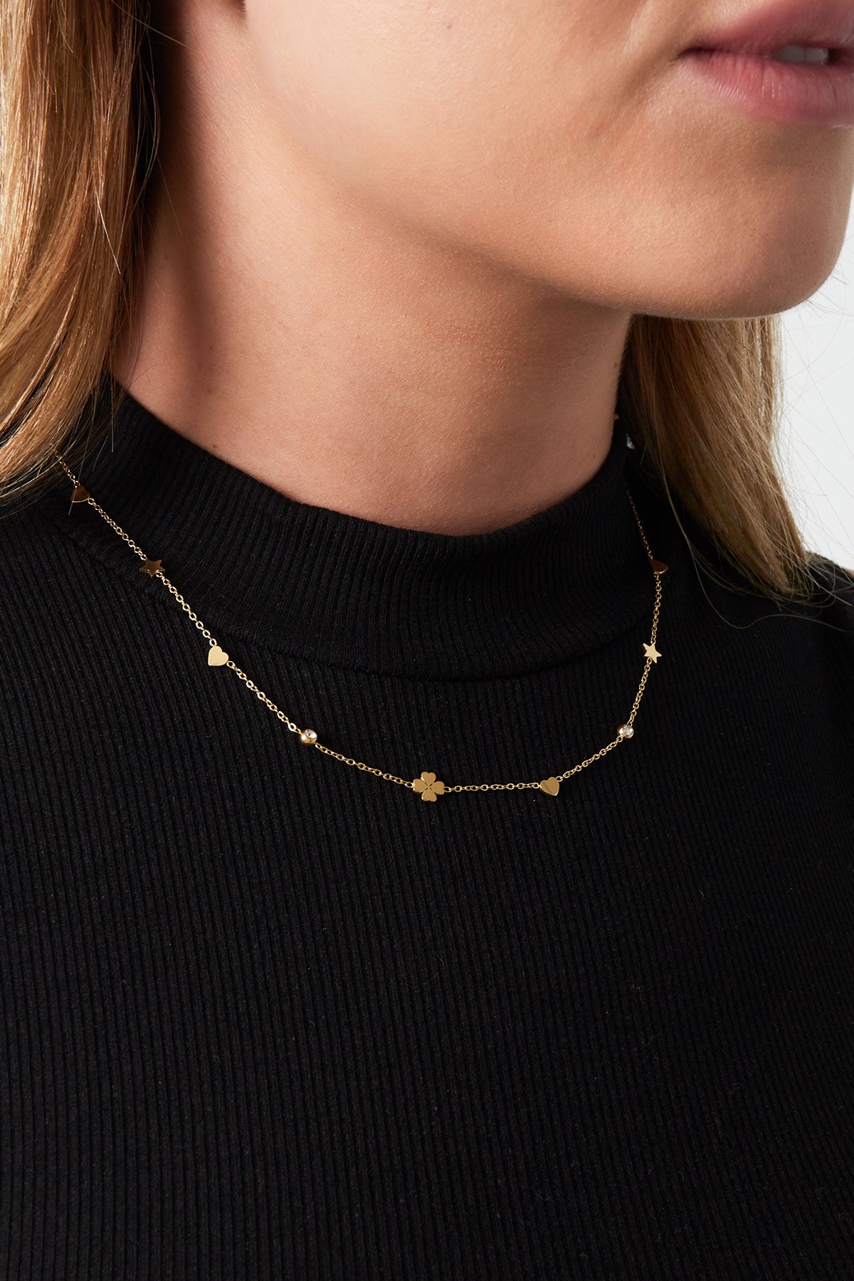Women's 304 Stainless Steel Clover Link Chain Necklace - Gold Tone – image 2