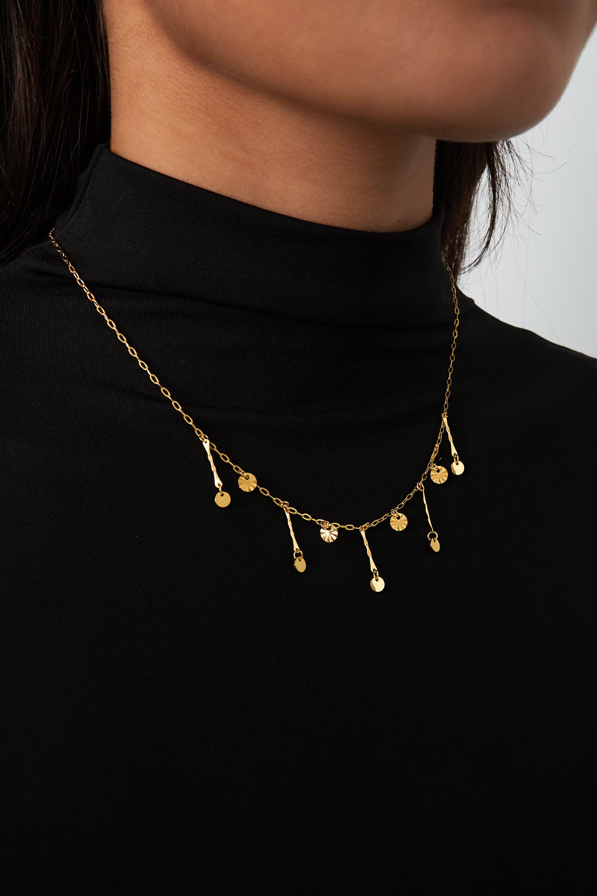 Collier pour femme avec pendentif en acier inoxydable 304 de forme organique – couleur or – photo 2