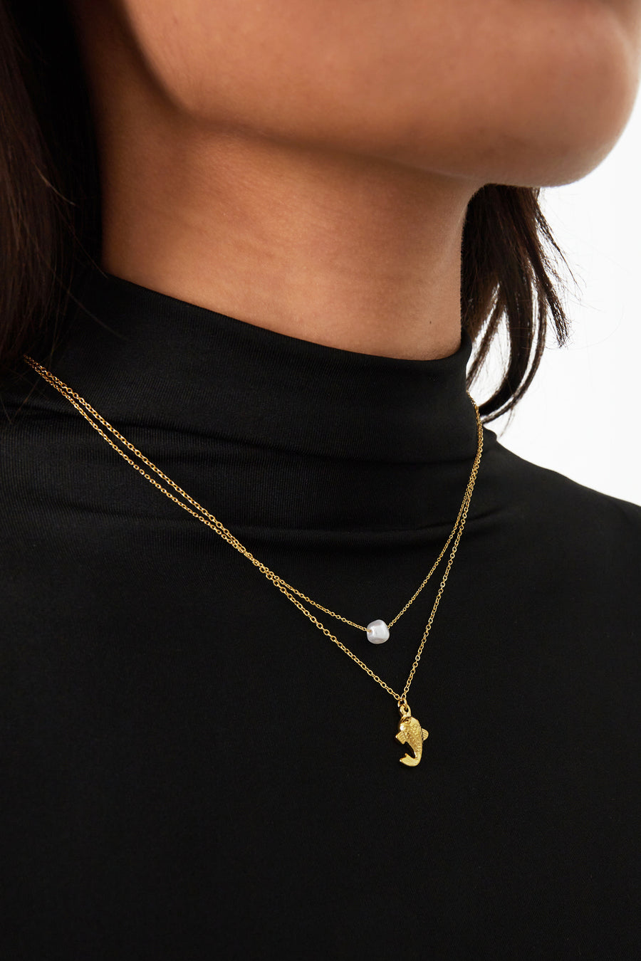 Collier femme multicouche en acier inoxydable 304, perle d'imitation à motif animalier
