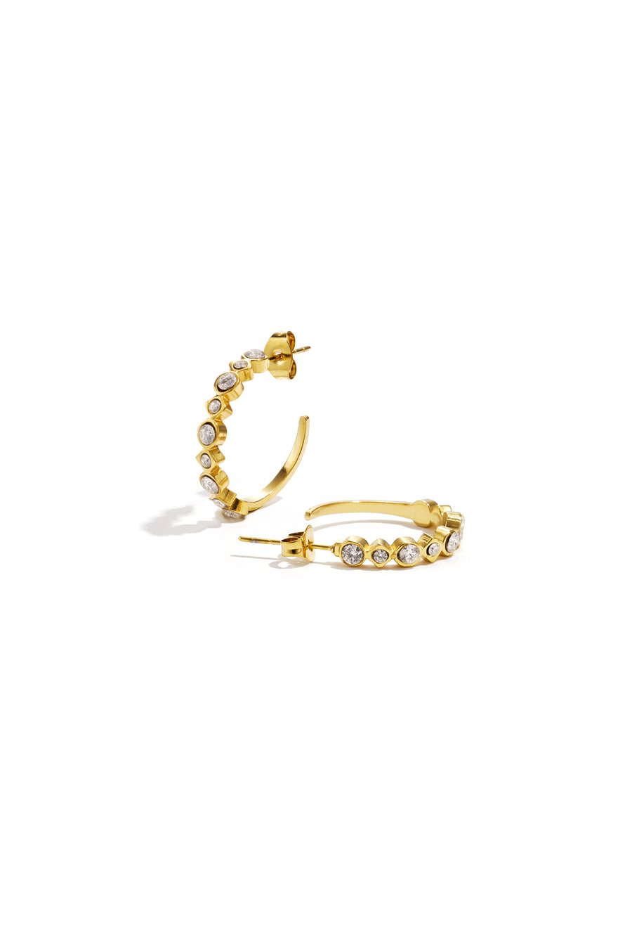 Women's Round Stainless Steel Hoop Earrings - Gold and Silver Tone