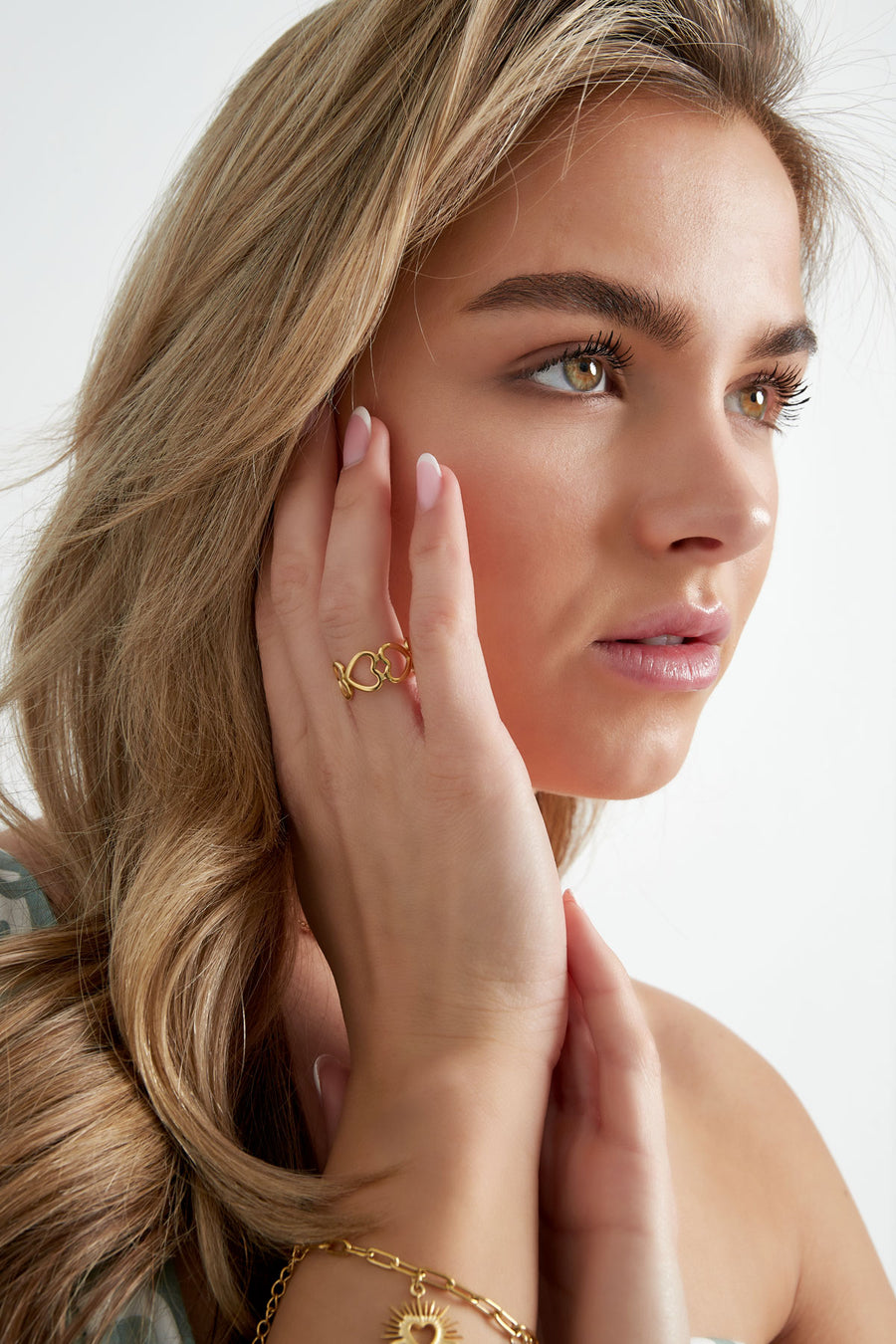 Minimalistische ring voor dames van roestvrij staal met hartvorm – zilverkleurig en goudkleurig