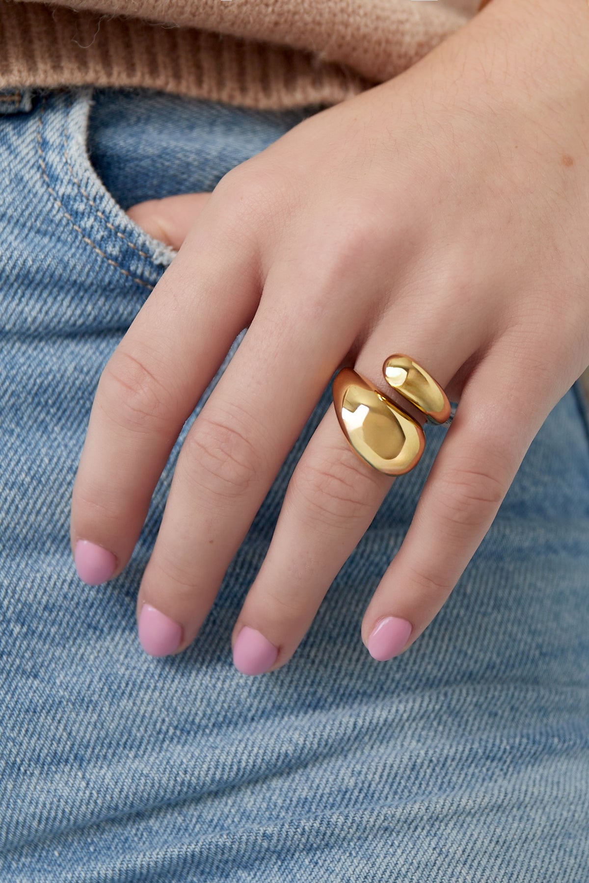 Stainless Steel Statement Ring for Women - Gold and Silver Tone – image 2