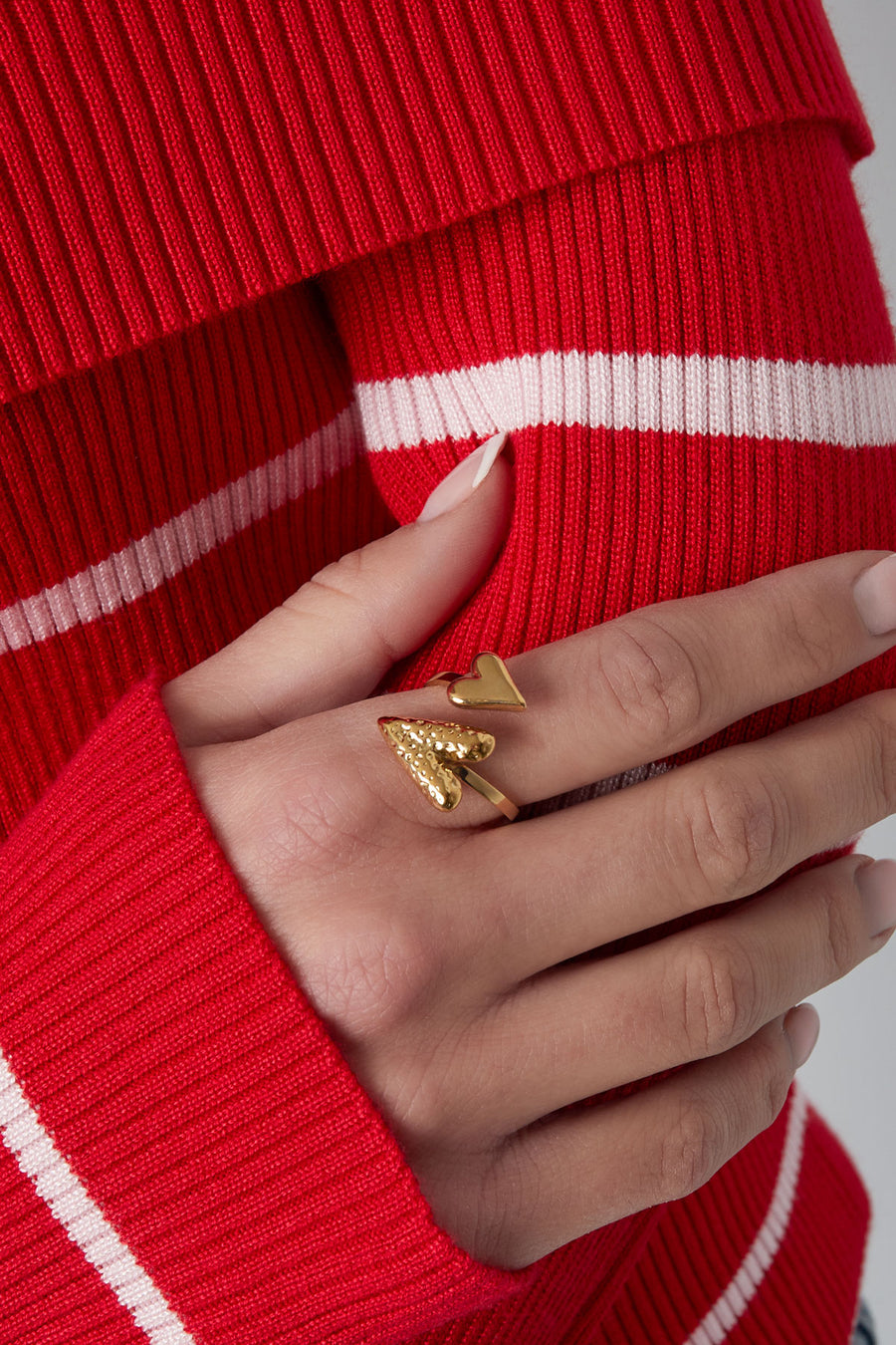 Bague statement pour femme en acier inoxydable – doré et argenté