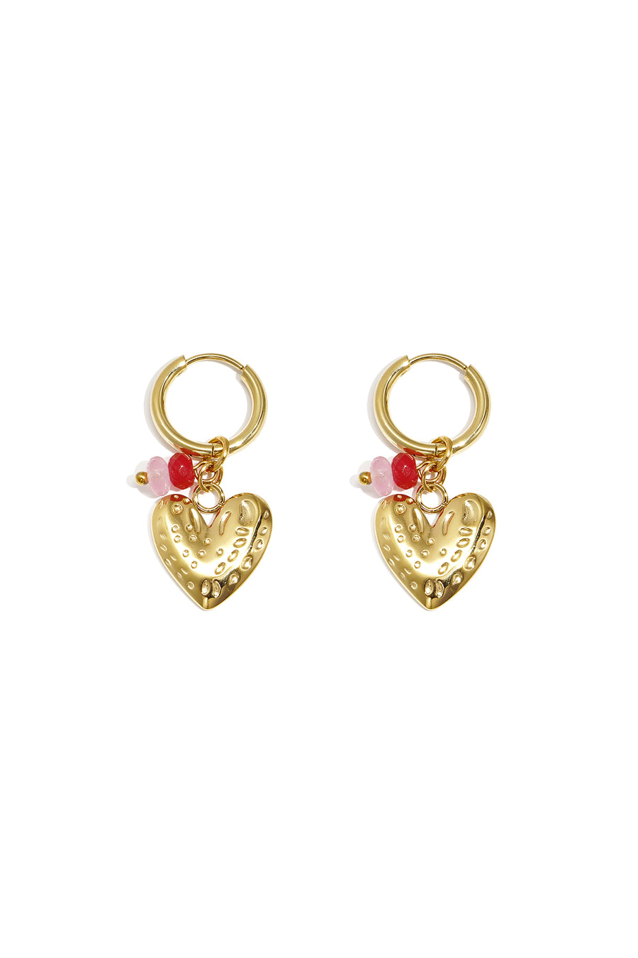 Boucles d'oreilles pendantes en acier inoxydable en forme de cœur pour femme - couleur or