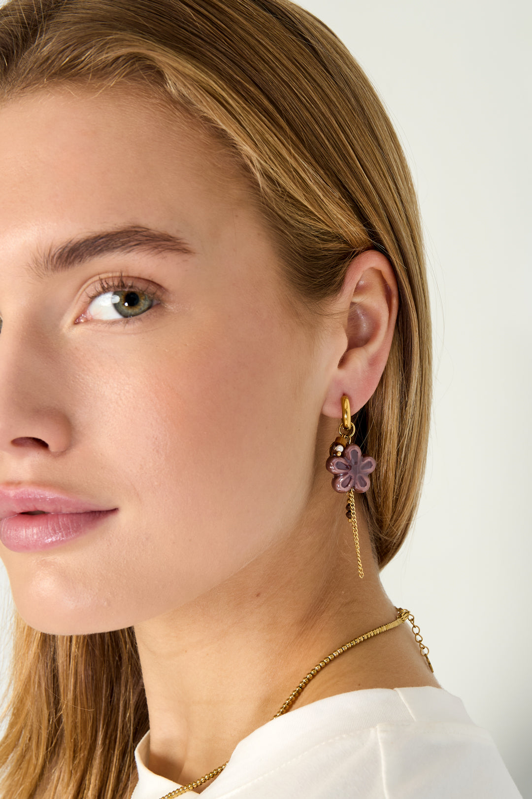 Boucles d'oreilles pendantes pour femmes en acier inoxydable, perles, cristal, pierre, céramique – photo 3