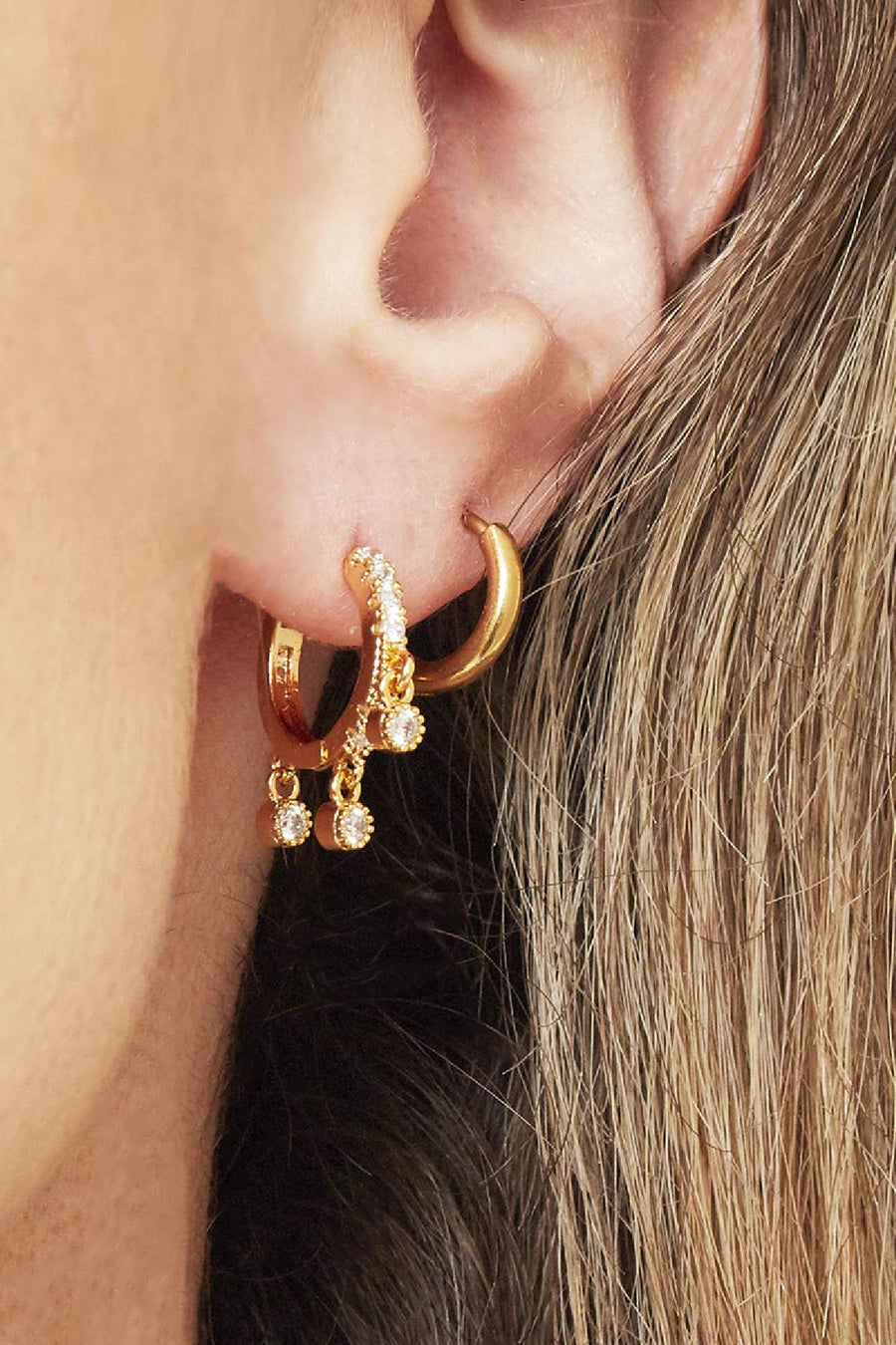 Boucles d'oreilles créoles rondes en acier inoxydable pour femmes – couleur or