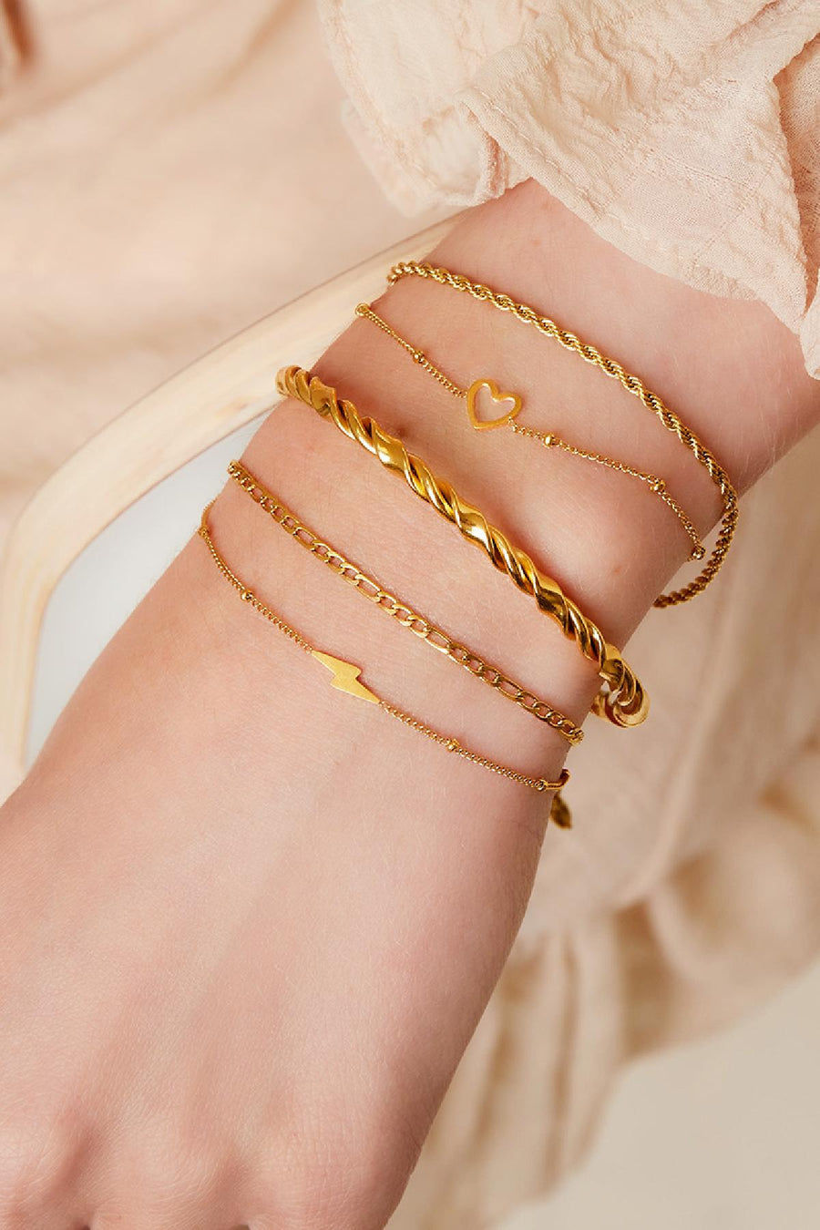 Bracelet à breloques pour femme en acier inoxydable – doré et argenté