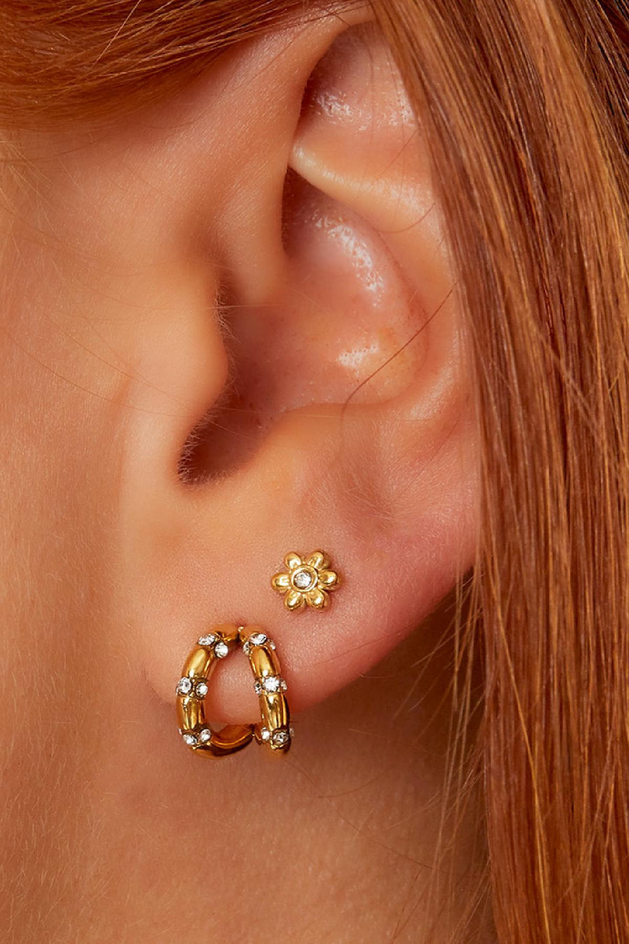 Clous d'oreilles pour femmes en acier inoxydable – couleur or et argent