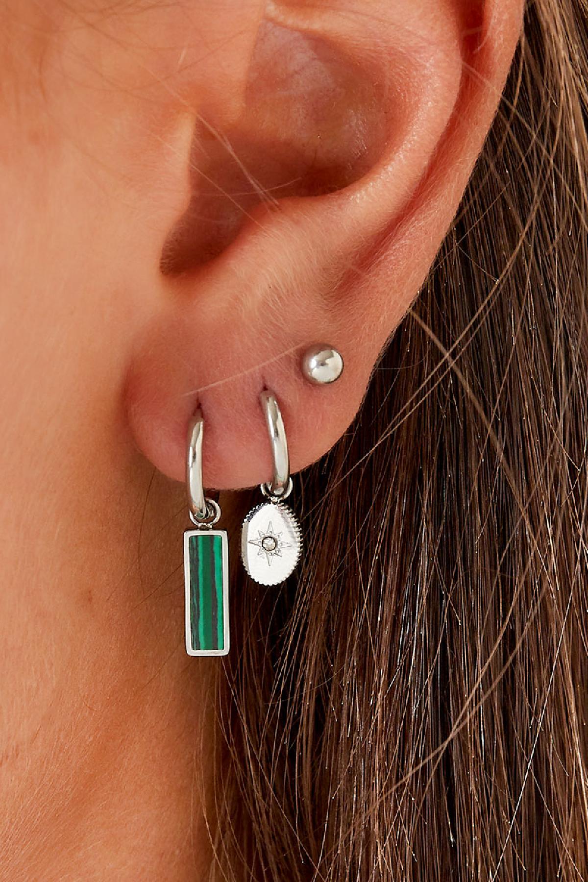 Groene staaf oorbellen Goud kleur Stainless Steel