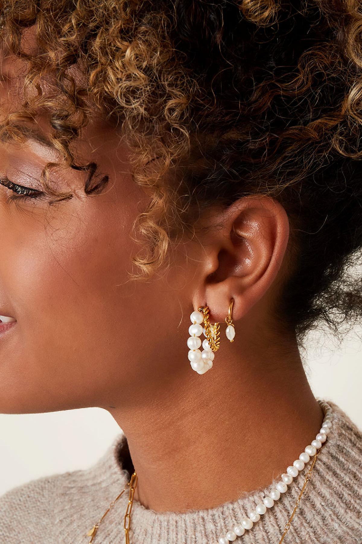 Boucles d'oreilles pendantes pour femmes en acier inoxydable – couleur argent et couleur or – photo 3