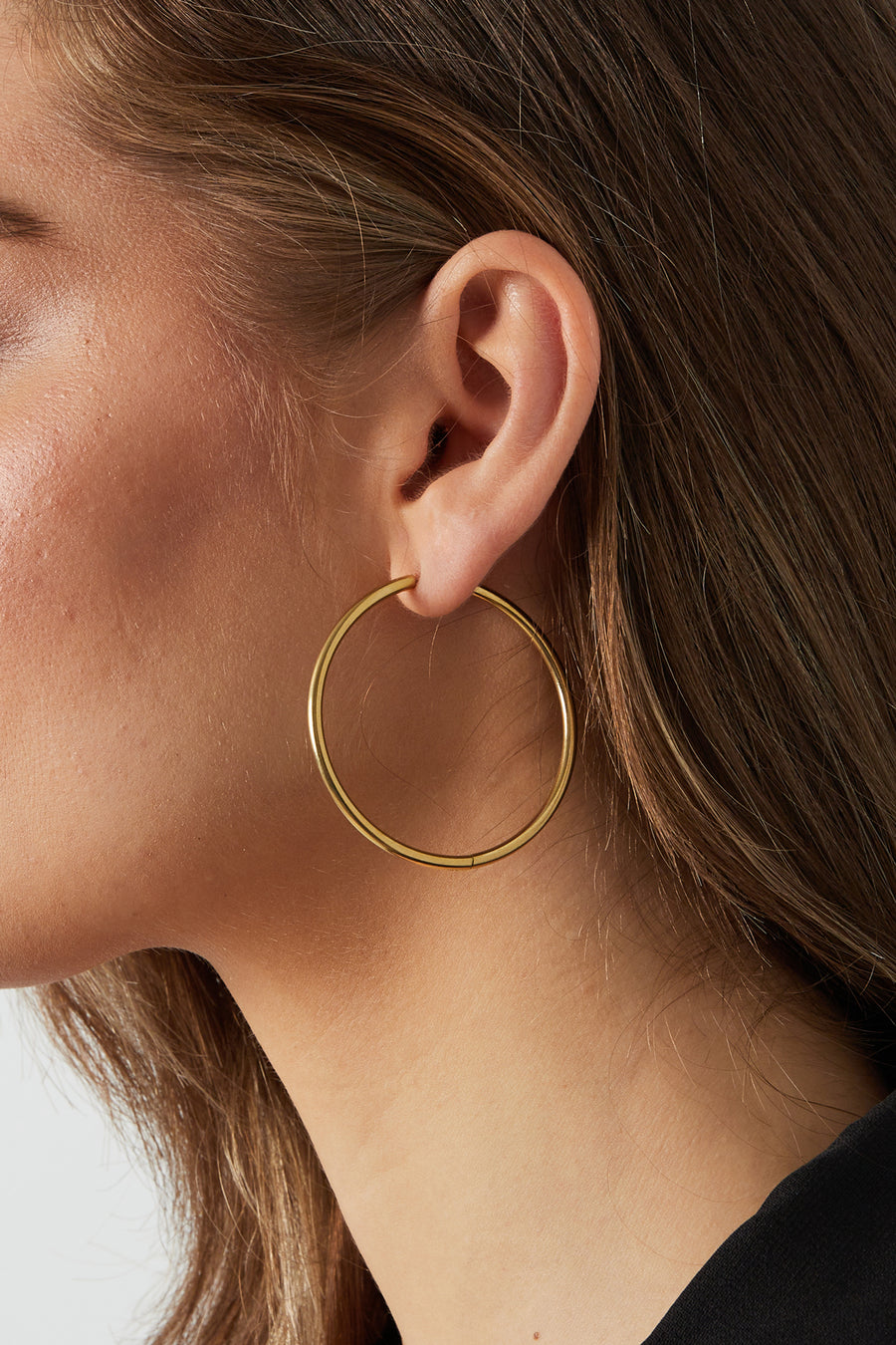 Boucles d’oreilles pour femme en acier inoxydable de forme ronde – couleur or