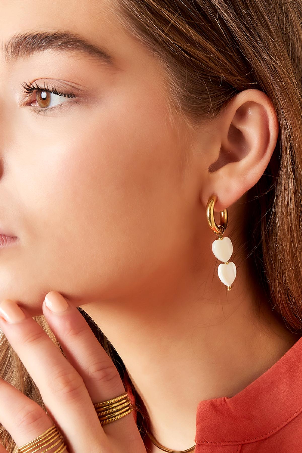 Parelhartjes oorbellen - #summergirls collection Wit Goud kleur Schelpjes