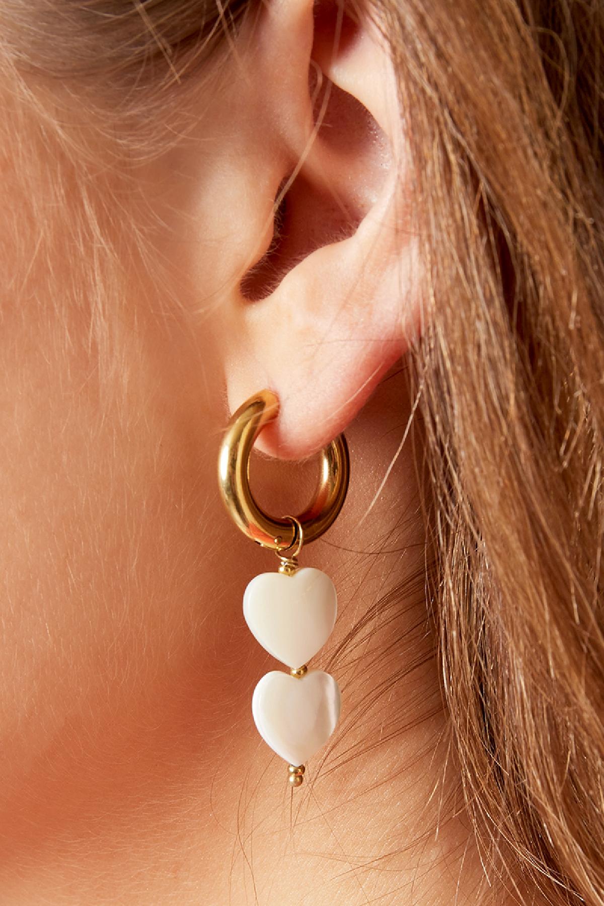 Parelhartjes oorbellen - #summergirls collection Wit Goud kleur Schelpjes