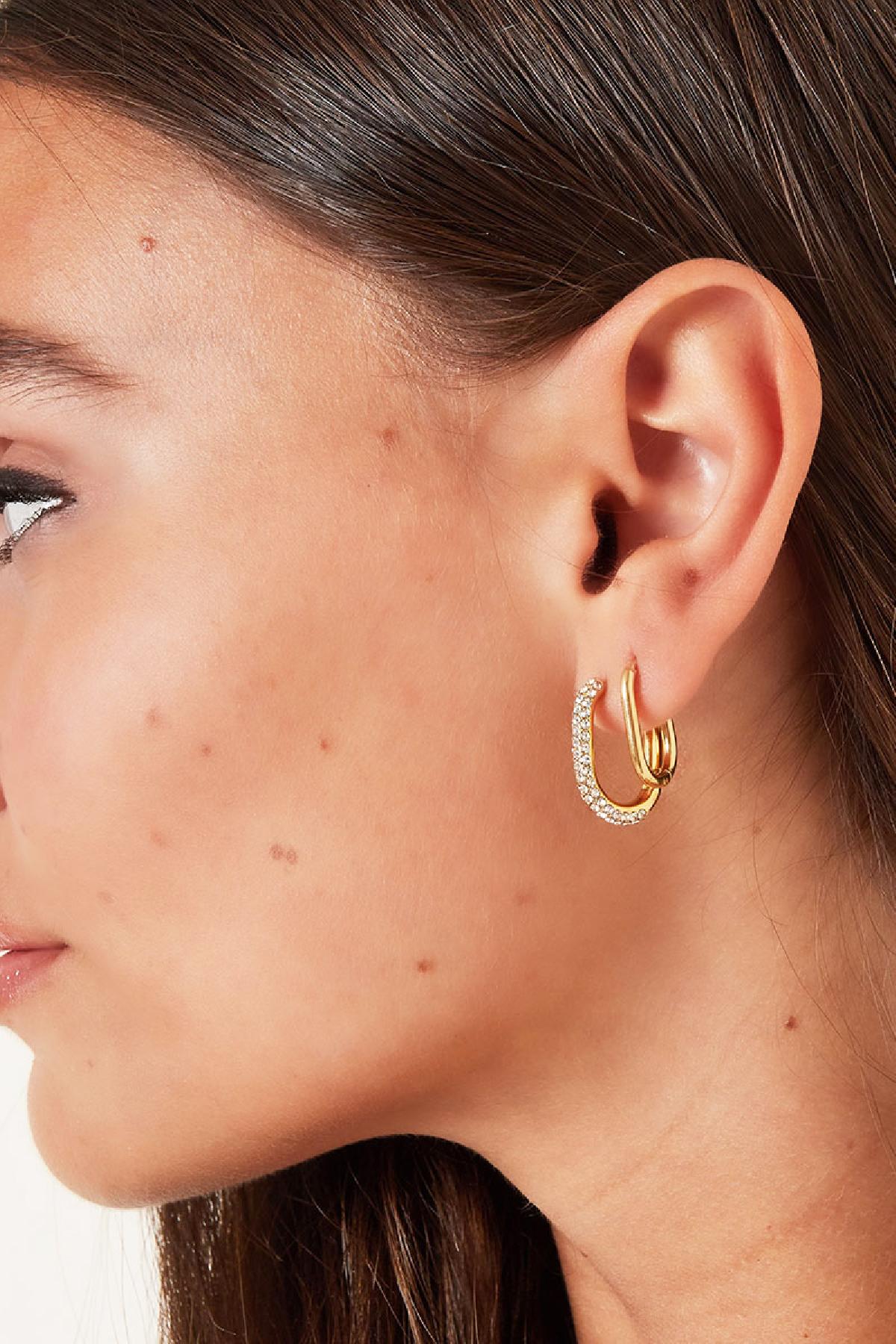 Boucles d'oreilles pour femmes en acier inoxydable, formes organique et rectangulaire – photo 2