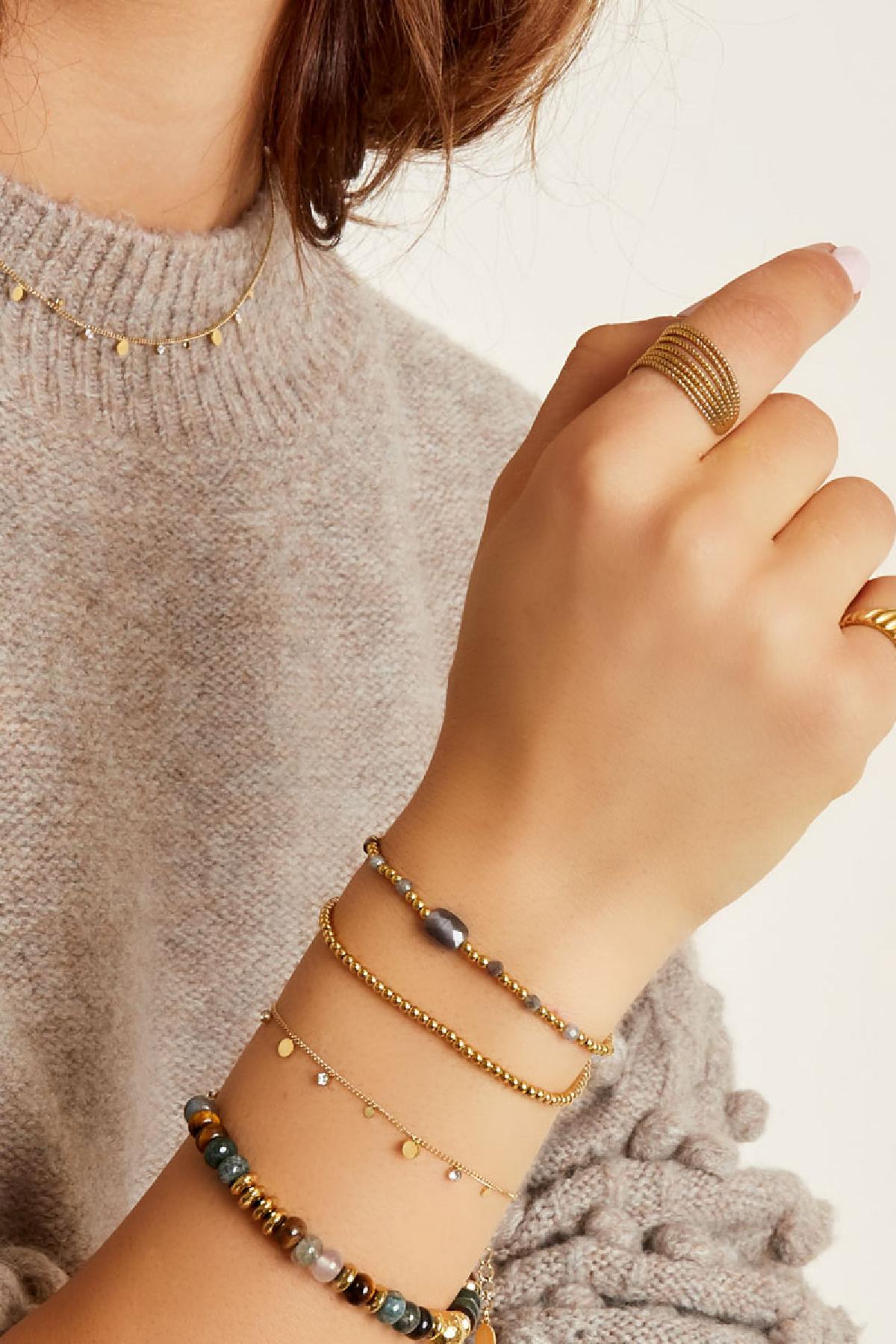 Armband simpel met strass details Goud kleur Stainless Steel