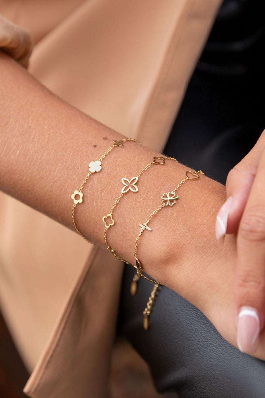 Bracelet jonc pour femme en acier inoxydable – doré et argenté