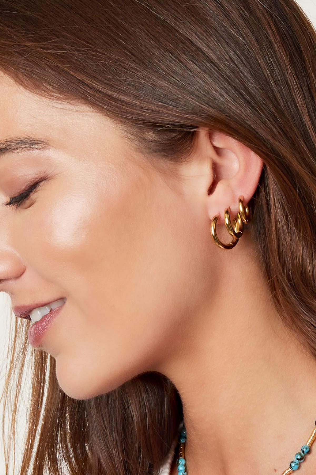 Boucles d'oreilles créoles pour femme en acier inoxydable – doré et argenté – photo 2