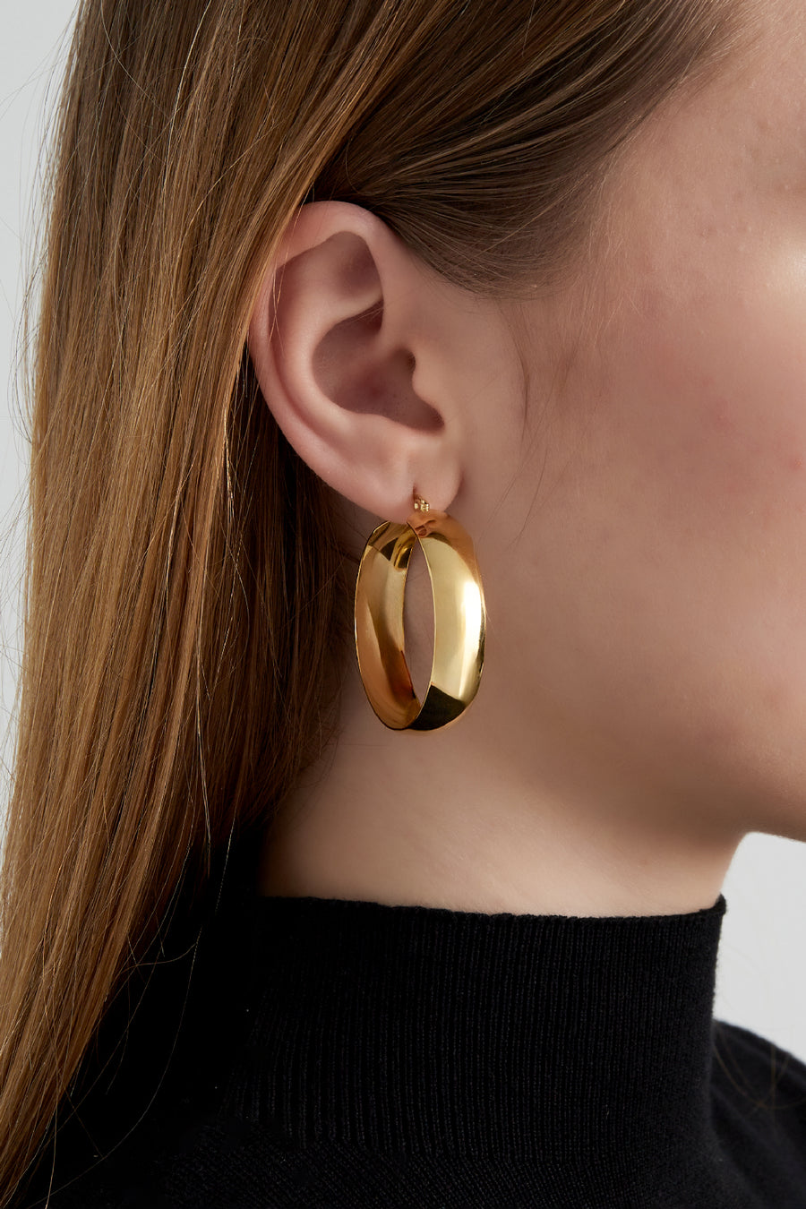 Boucles d'oreilles pour femmes en acier inoxydable de forme organique – couleur or