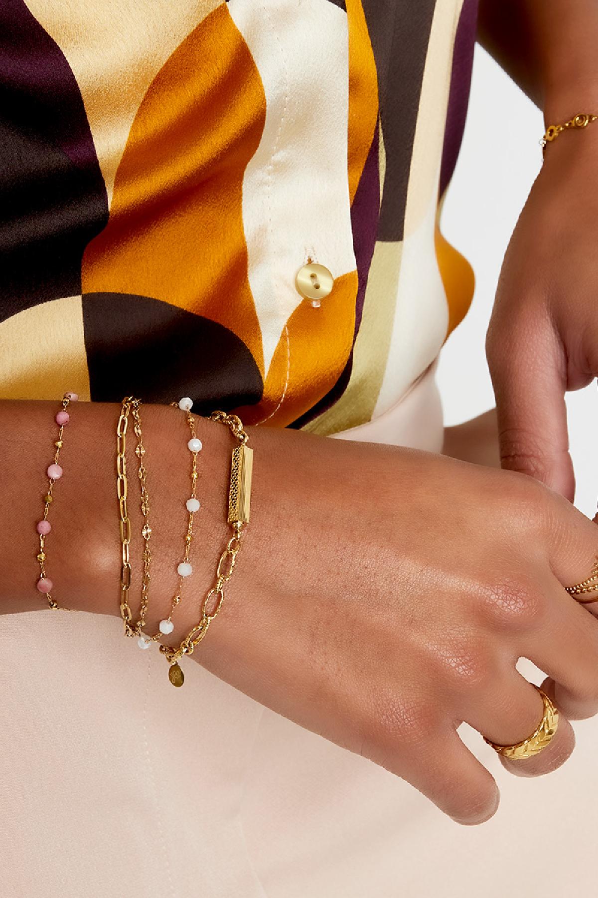 Women's Link Bracelet in Stainless Steel with Link Detail – Silver-Toned and Gold-Toned – image 2