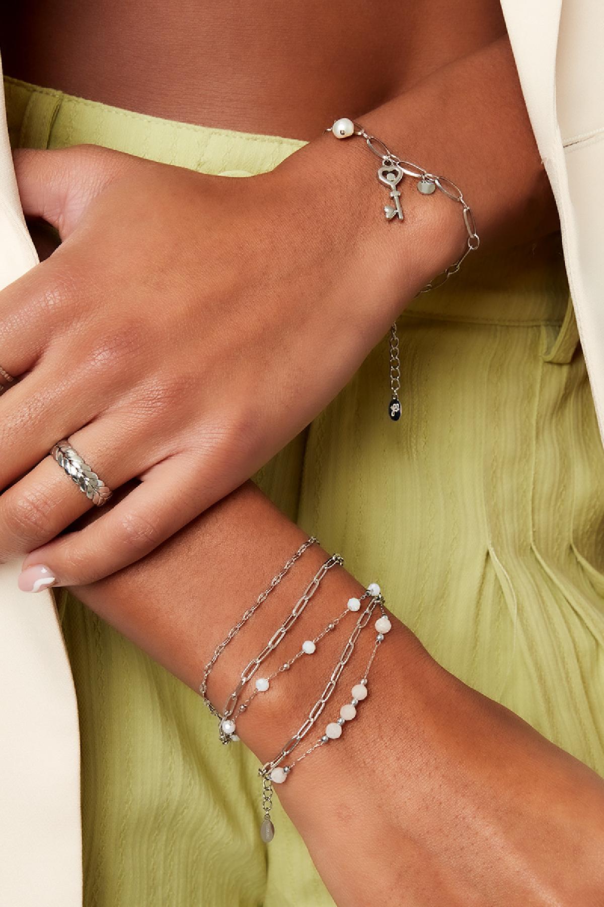 Women's Link Bracelet in Stainless Steel with Link Detail – Silver-Toned and Gold-Toned – image 3