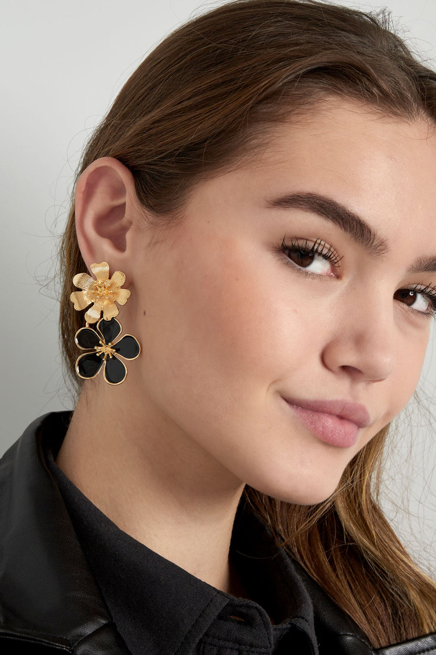 Boucles d'oreilles pendantes en alliage de métal avec motif floral pour femme – plusieurs couleurs