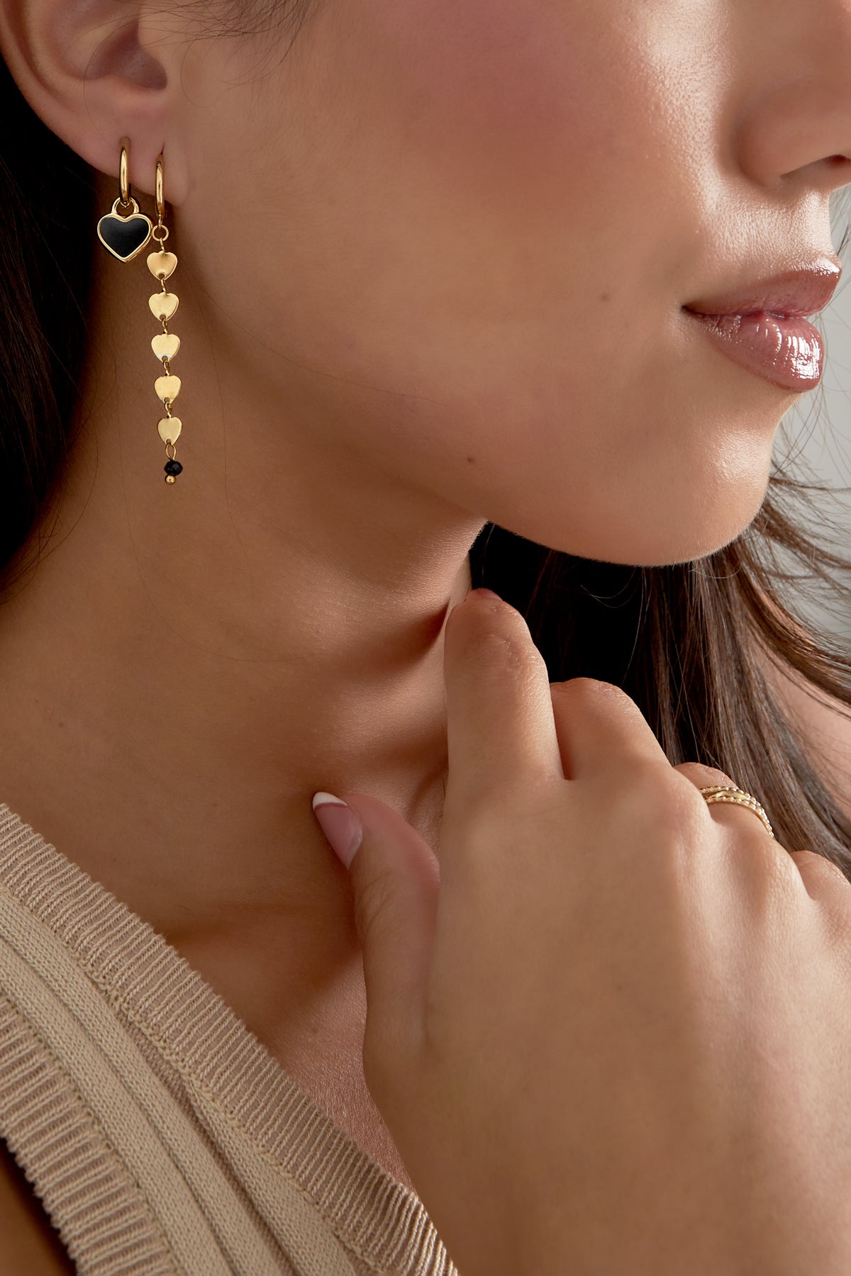 Boucles d'oreilles pendantes pour femmes en acier inoxydable – Noir et bleu – photo 3