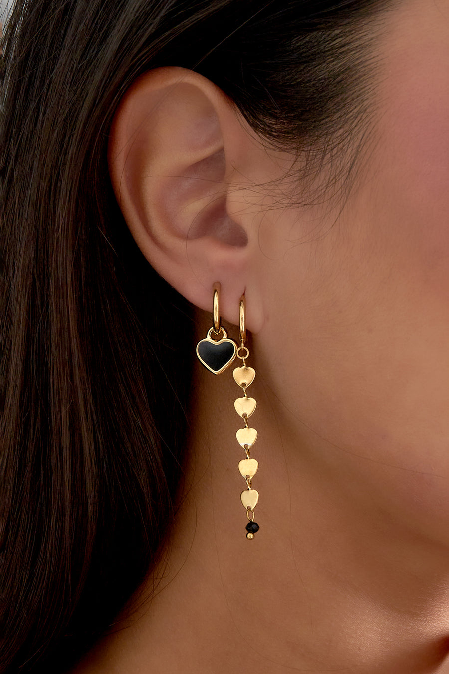 Boucles d'oreilles pendantes pour femmes en acier inoxydable – Noir et bleu