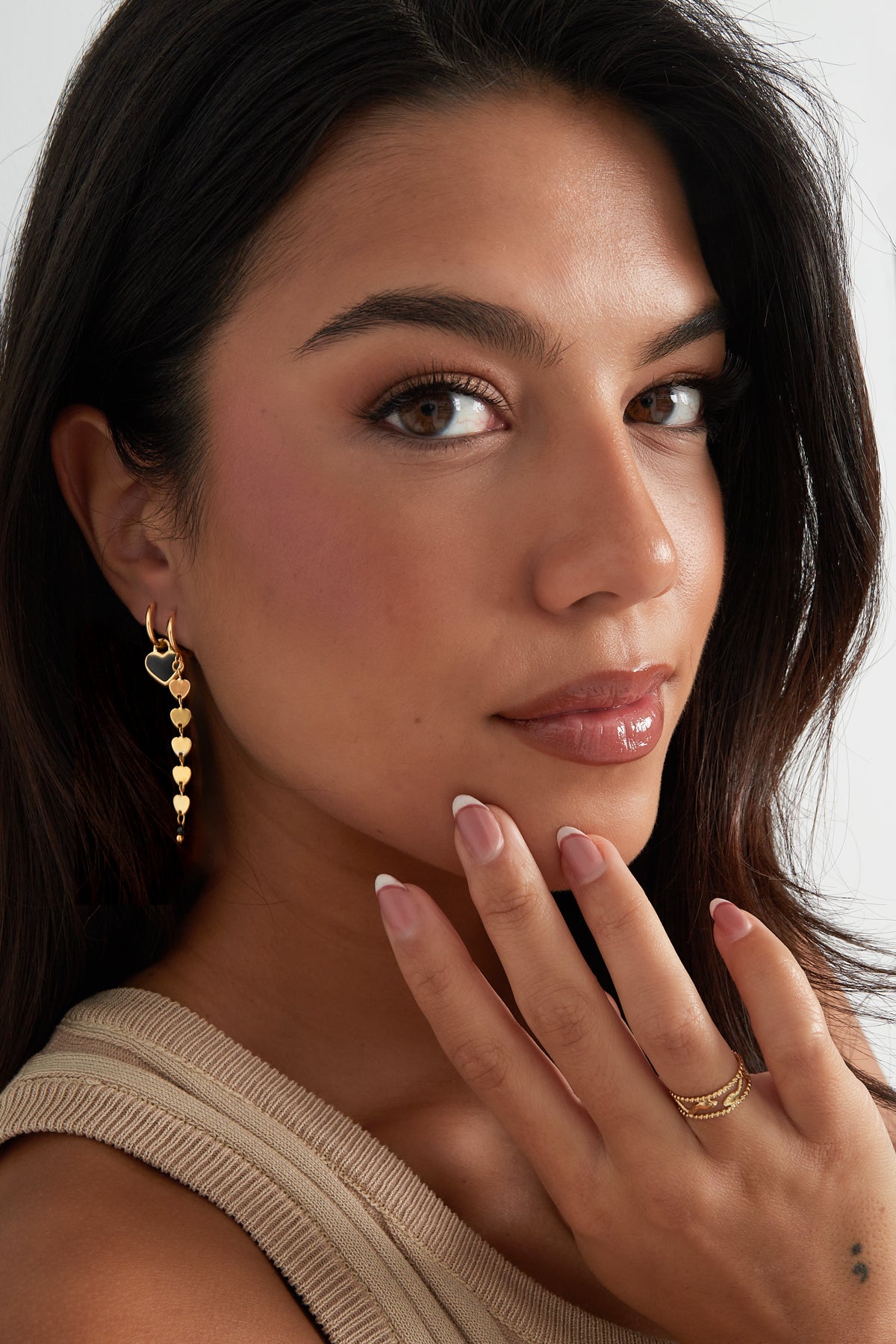Boucles d'oreilles pendantes pour femmes en acier inoxydable – Noir et bleu – photo 4