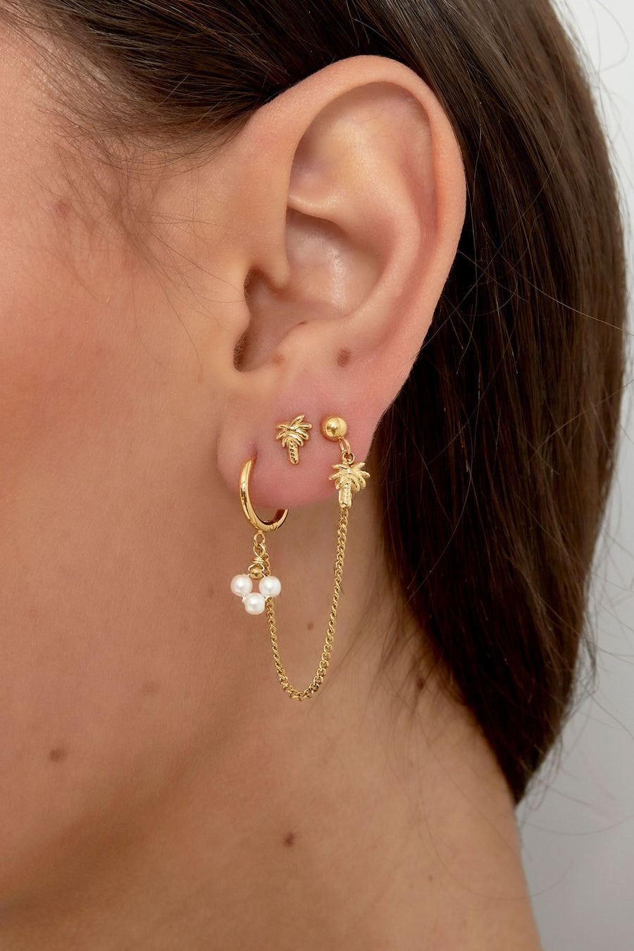 Puces d'oreilles pour femmes en acier inoxydable motif végétal – coloris argent et or