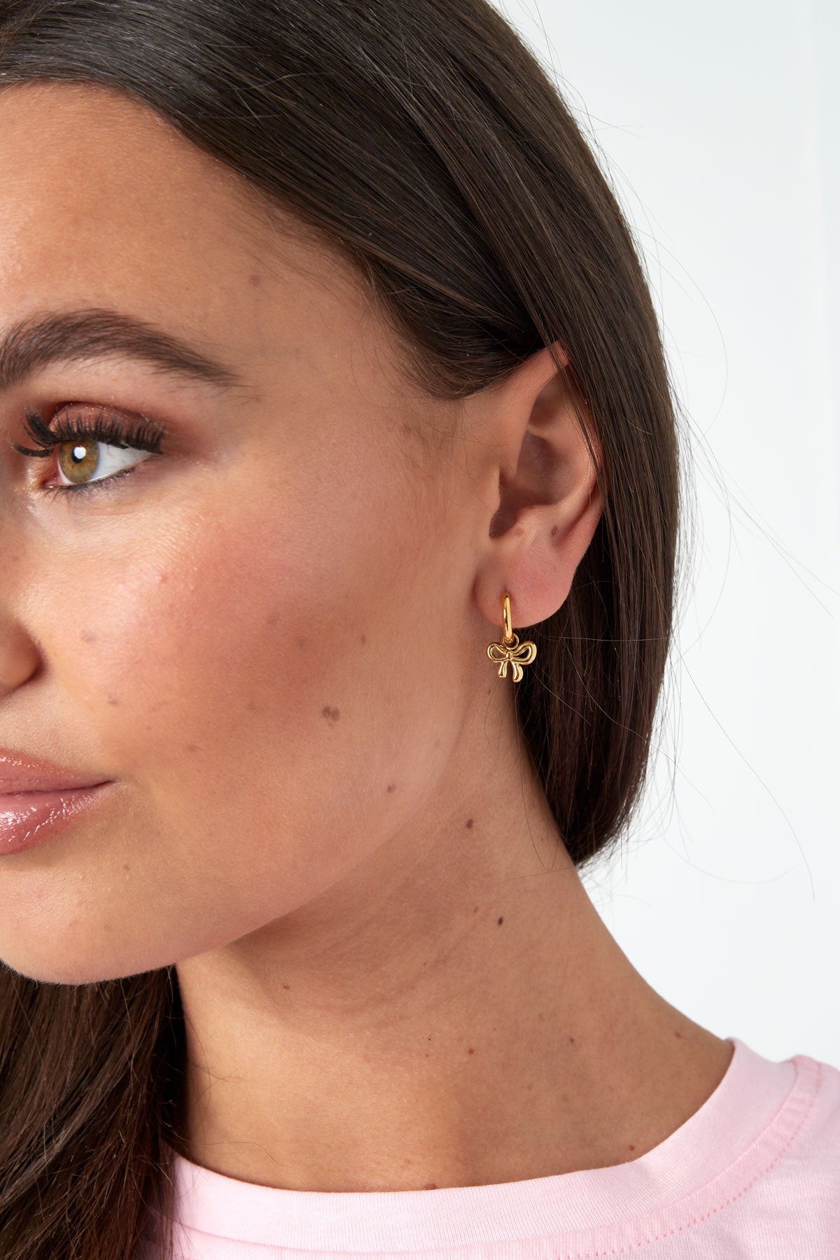 Women's Stainless Steel Drop Earrings with Bow Detail - Gold and Silver Tone – image 3