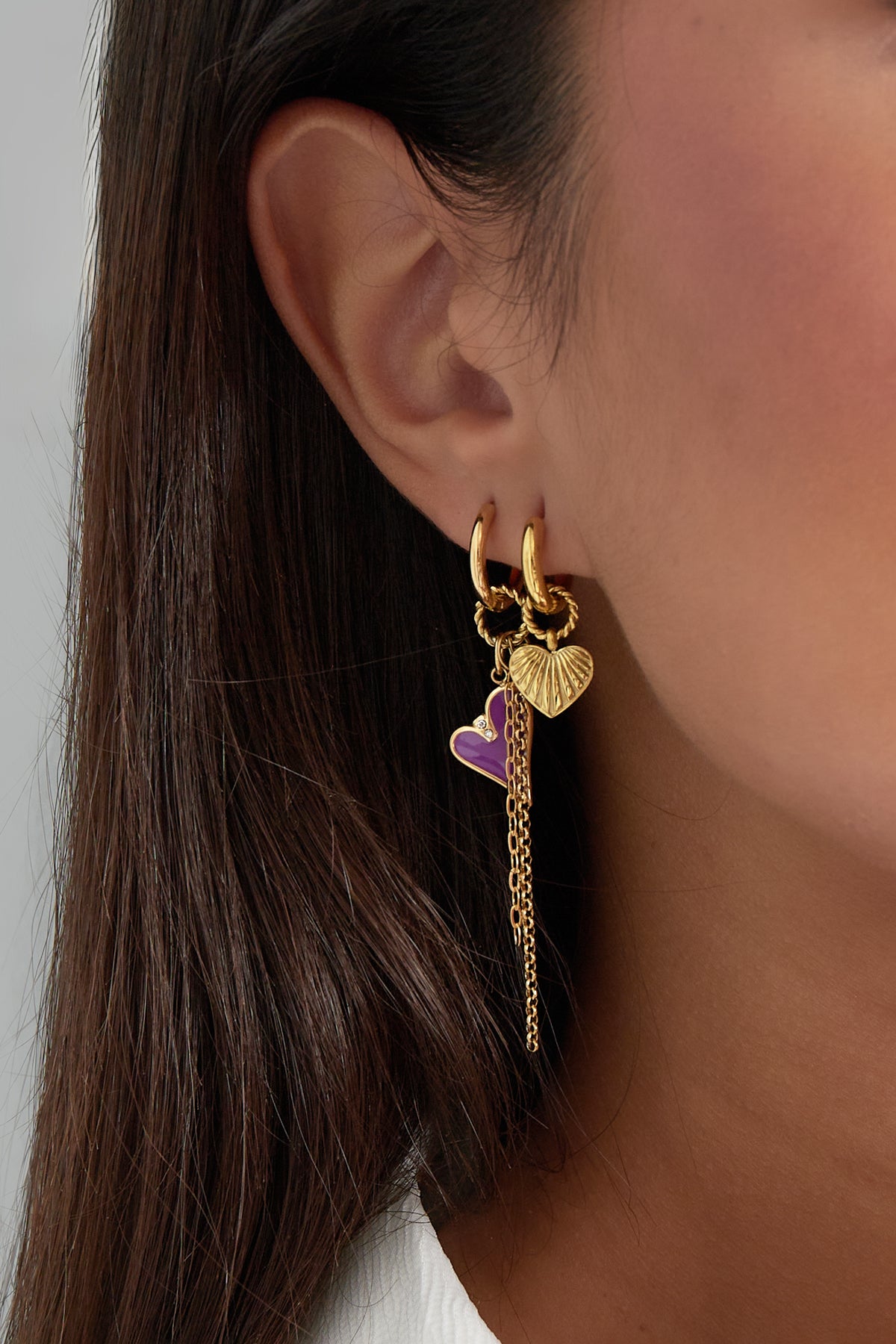 Women's dangle earrings in stainless steel – gold and silver-coloured – image 4